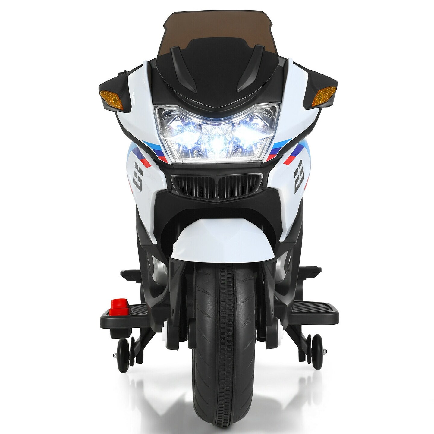 Iron Kids Ride-On Motorcycle with LED, Music and Training Wheels