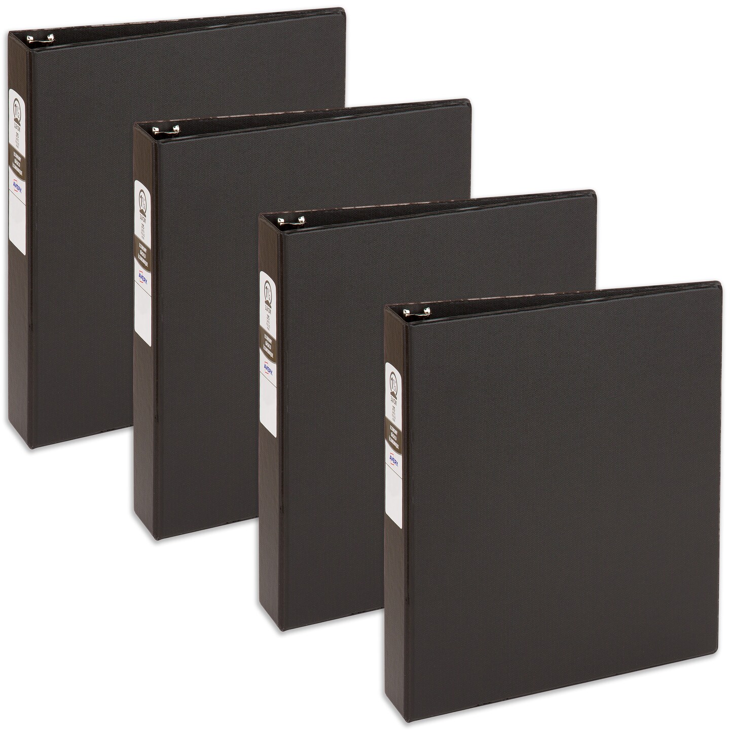Avery Economy 3 Ring Binder, 1-1/2 Inch Round Rings, 4 Black Binders (03401)