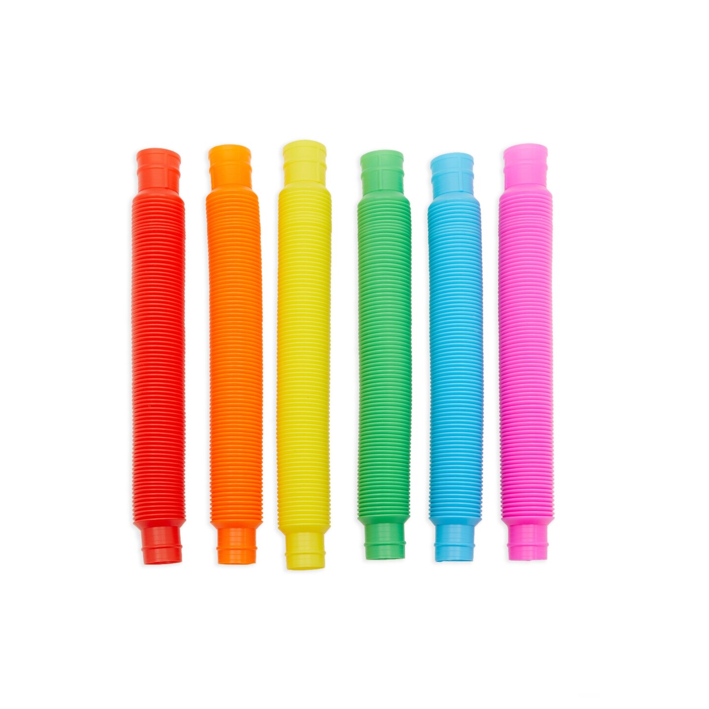 24 Pack Sensory Fidget Toy Set, Stress Relief Pop Tubes for Kids (6 Colors)