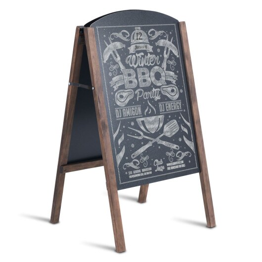 Black Wooden Folding A-Frame Double-Sided Chalkboard Sign for Sidewalk Advertising