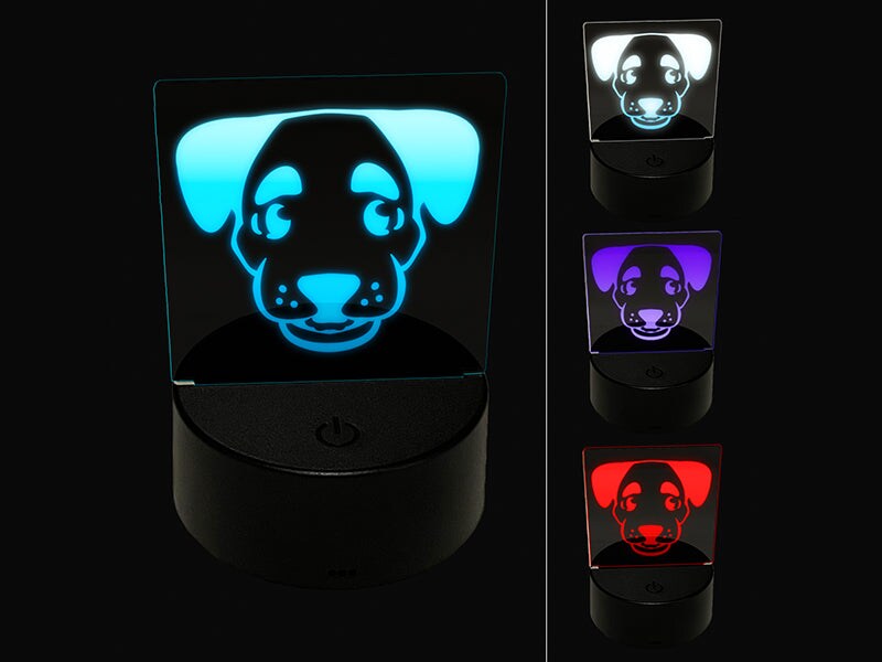 Puppy Dog with Big Eyebrows 3D Illusion LED Night Light Sign Nightstand Desk Lamp