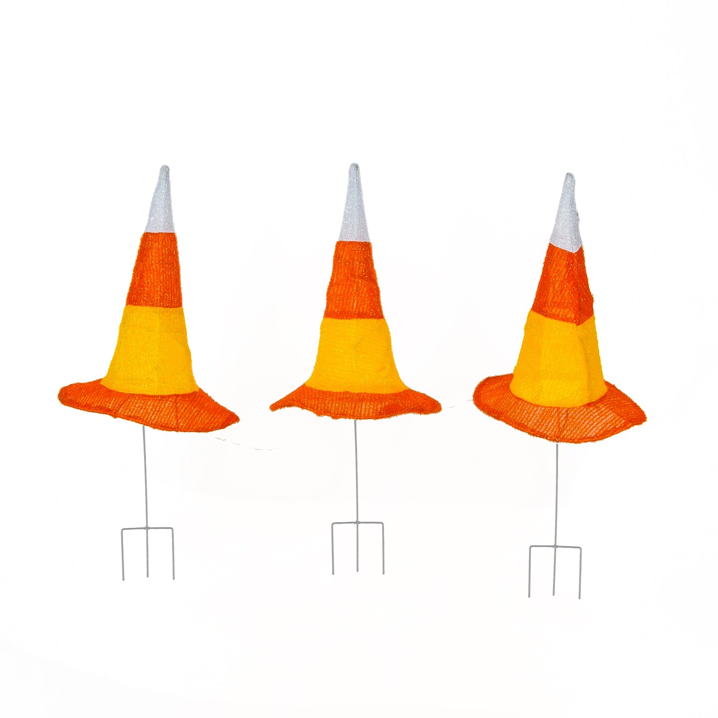 23&#x22; Pre-Lit Candy Corn Witch&#x2019;s Hat Garden Stakes