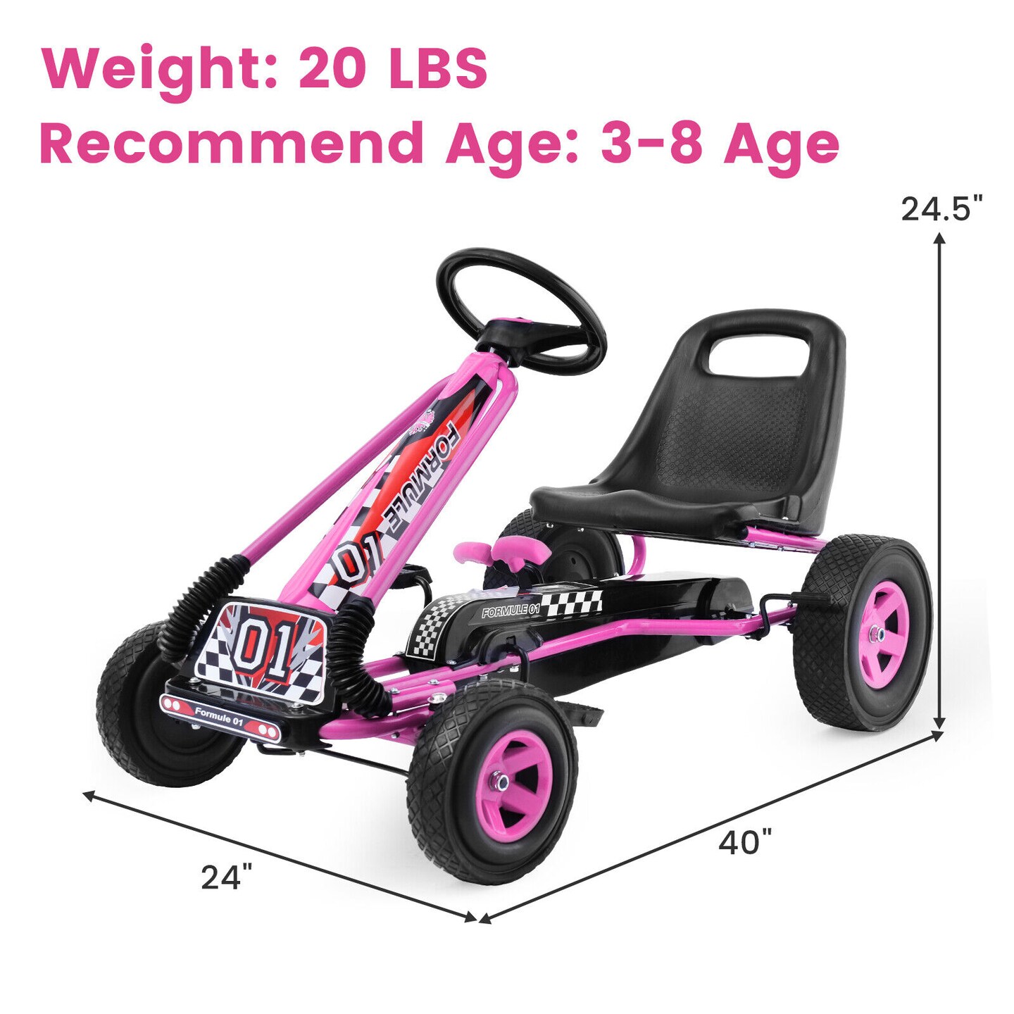 4 Wheels Kids Ride On Pedal Powered Bike Go Kart Racer Car Outdoor Play Toy
