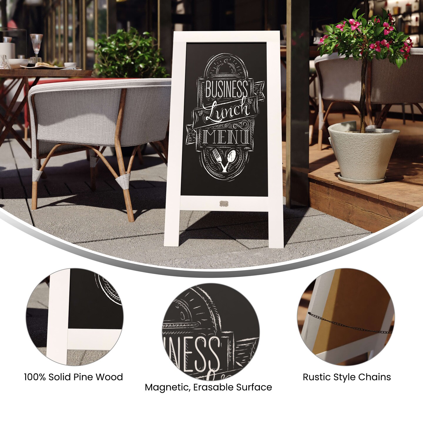 HBCY Creations A-Frame Chalkboard / Sidewalk Chalkboard Sign with Eraser / Large Sturdy Sandwich Board / A Frame Restaurant Message Board