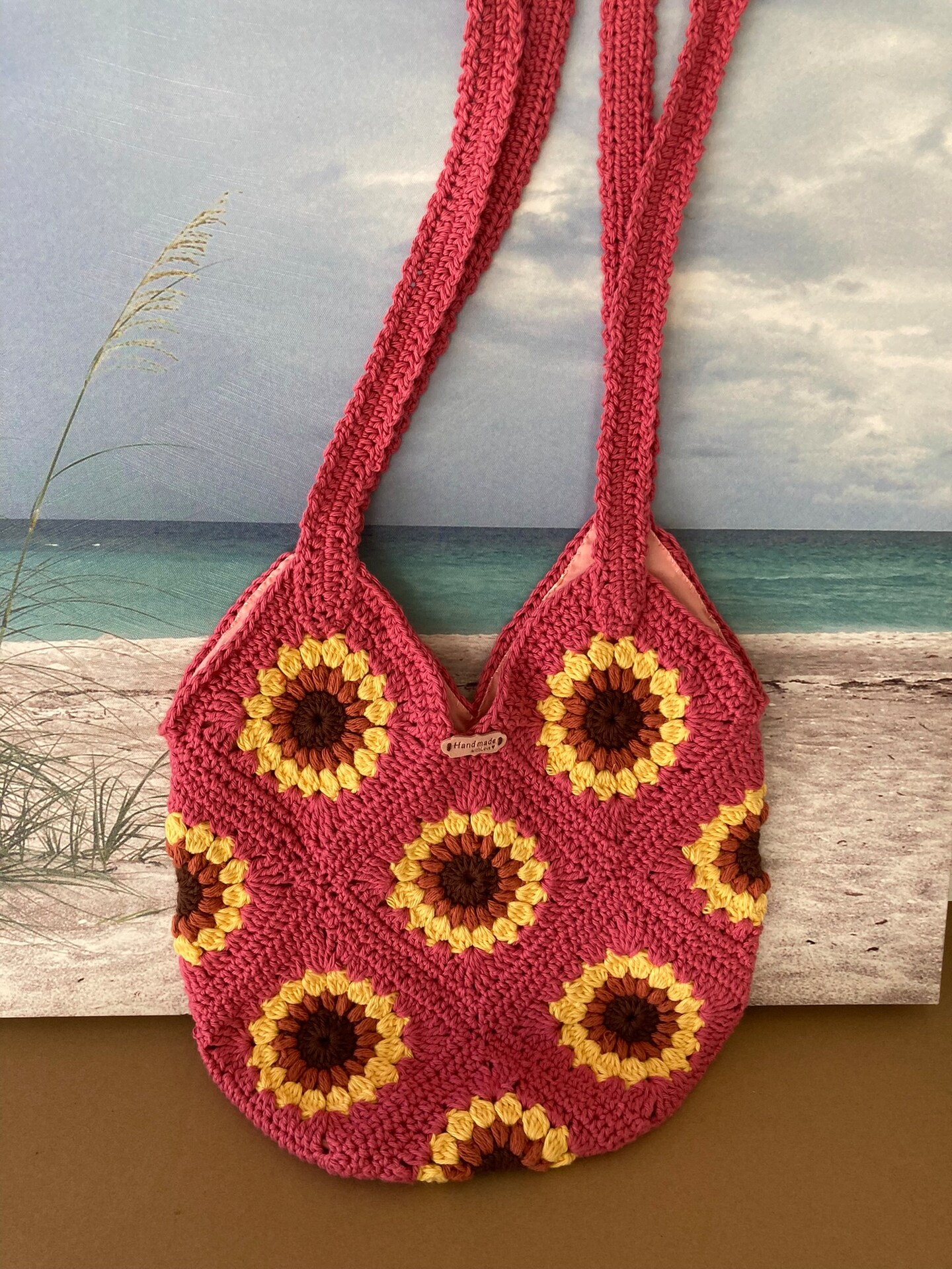 Crochet Sunflower store Lined Tote Bag