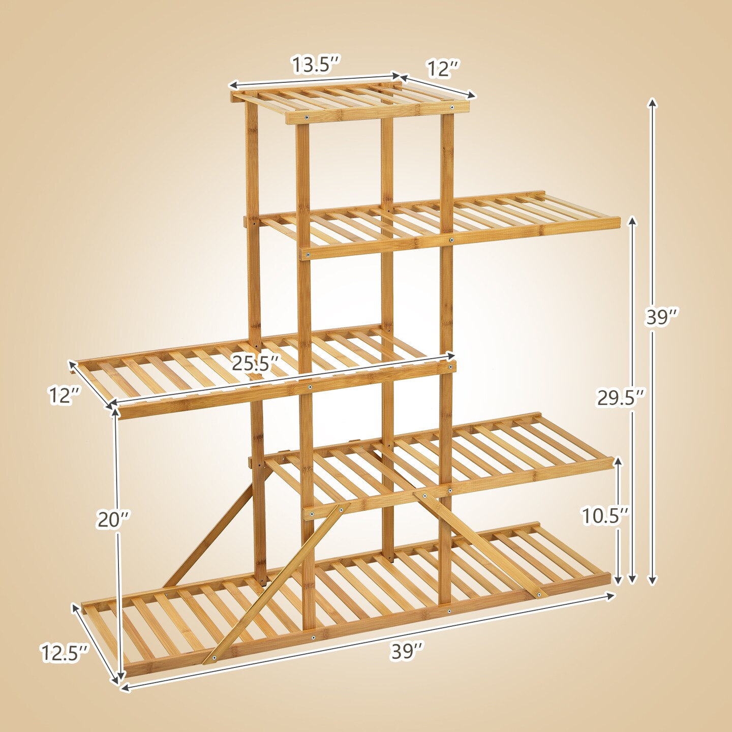5-tier 10 Potted Bamboo Plant Stand