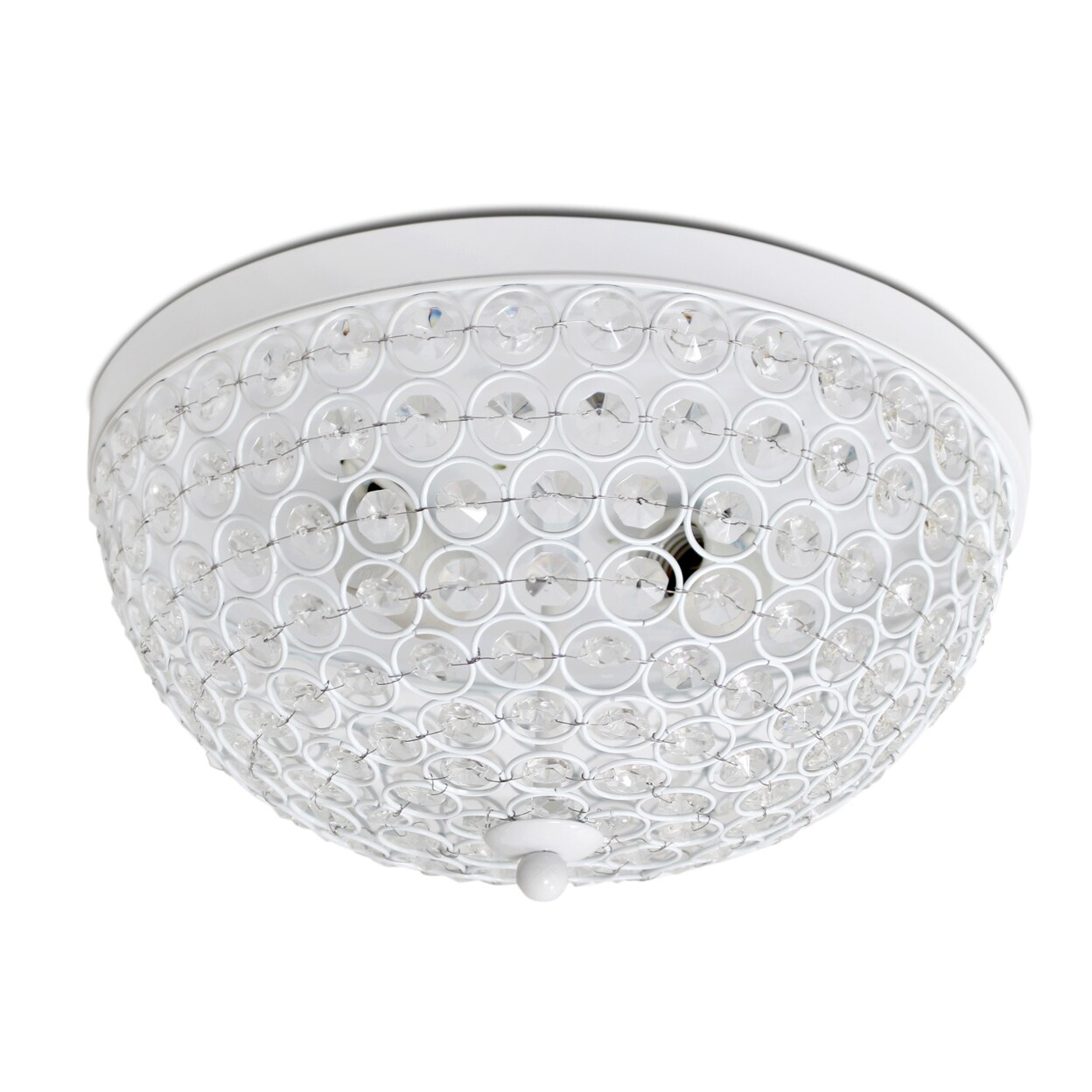 Elegant Designs   2 Light Elipse Crystal Flush Mount Ceiling Light, White