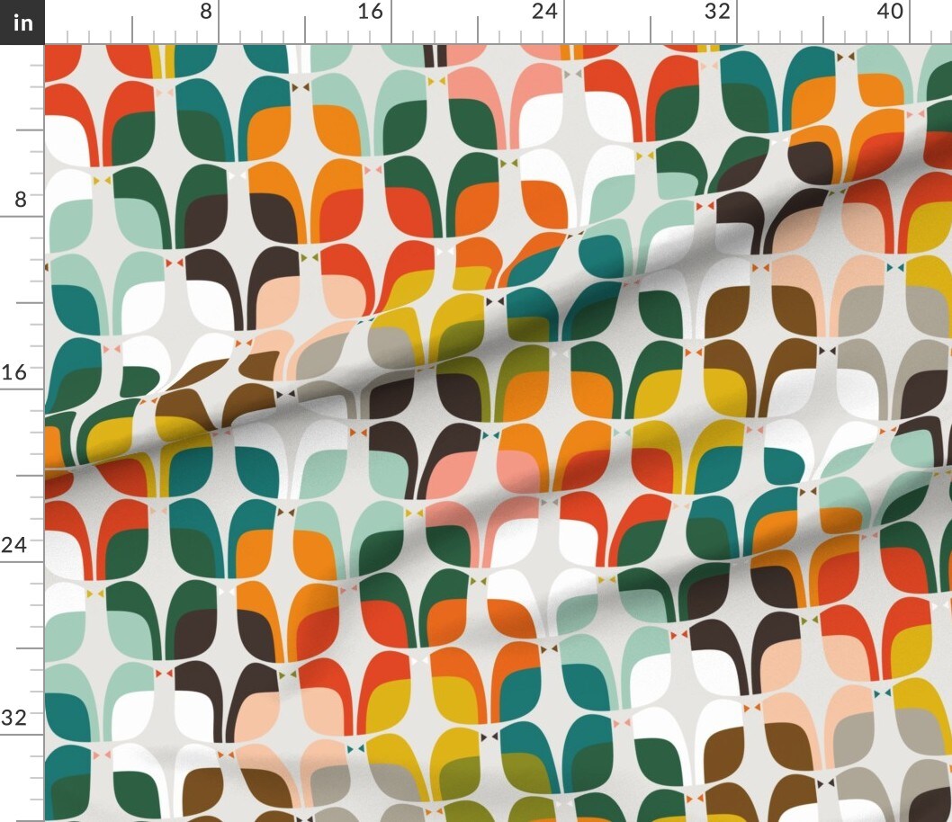 Mid Century Birds Whimsical Retro Atomic Era 1950S 1960S Look Custom Printed Fabric by Spoonflower Various Fabrics by the Yard or Fat Quarter