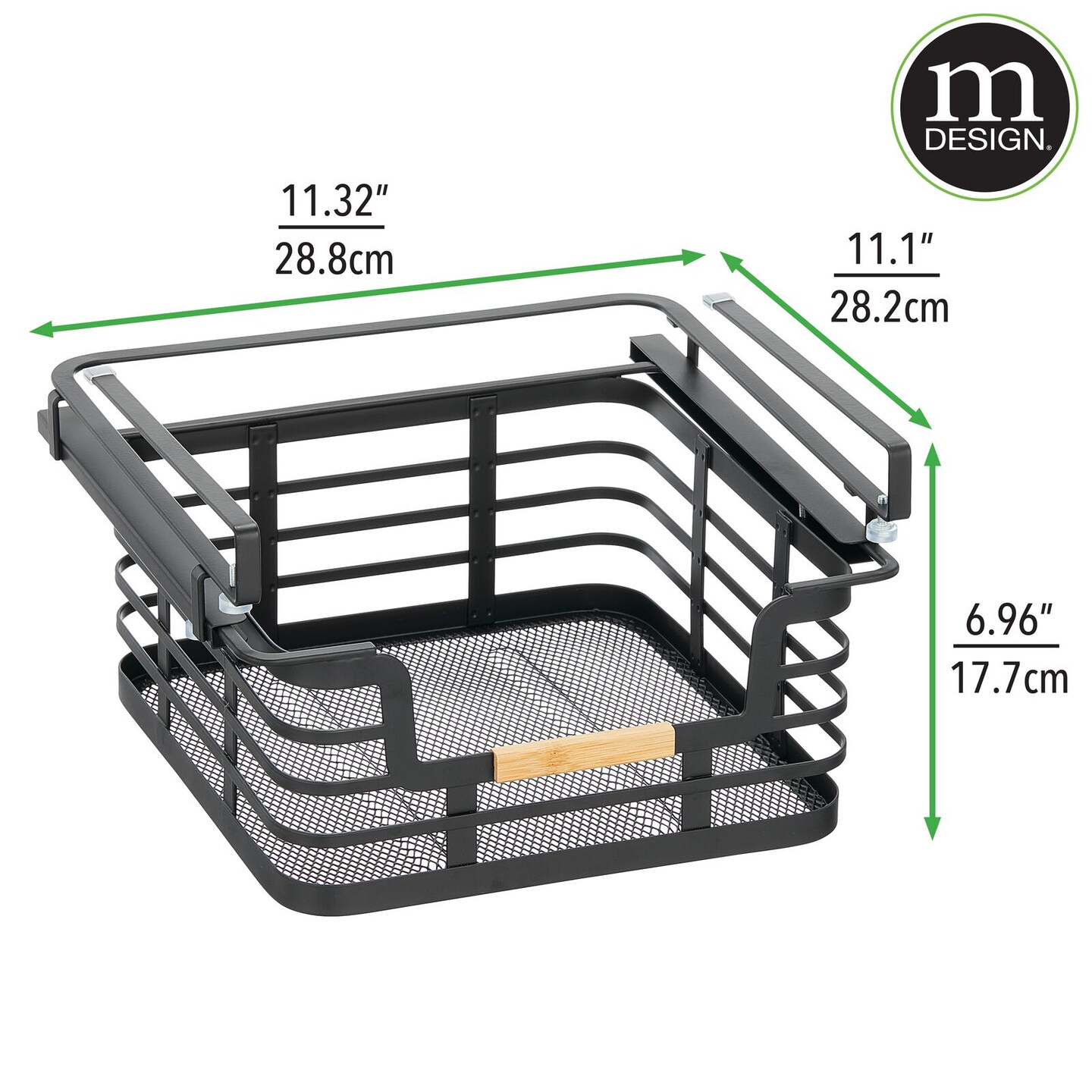 mDesign Metal Kitchen Under Shelf Storage Baskets - 2 Pack