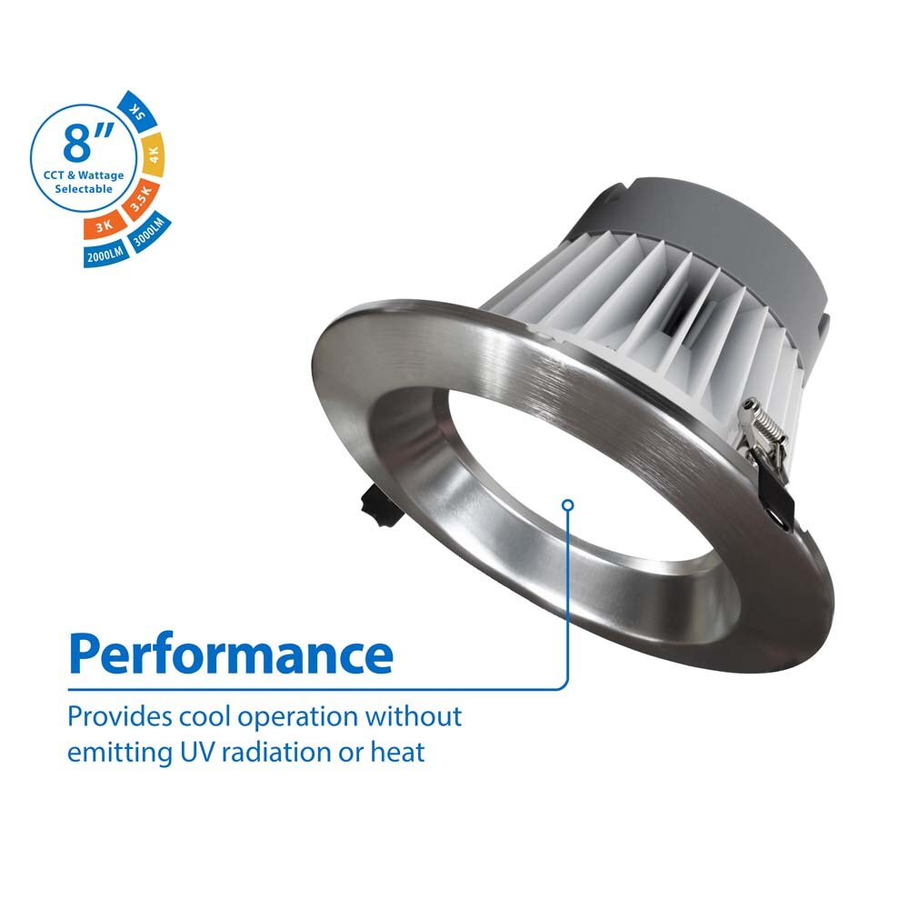 Nicor CLR-Select 8-inch Nickel H/O Commercial Canless LED Downlight Kit