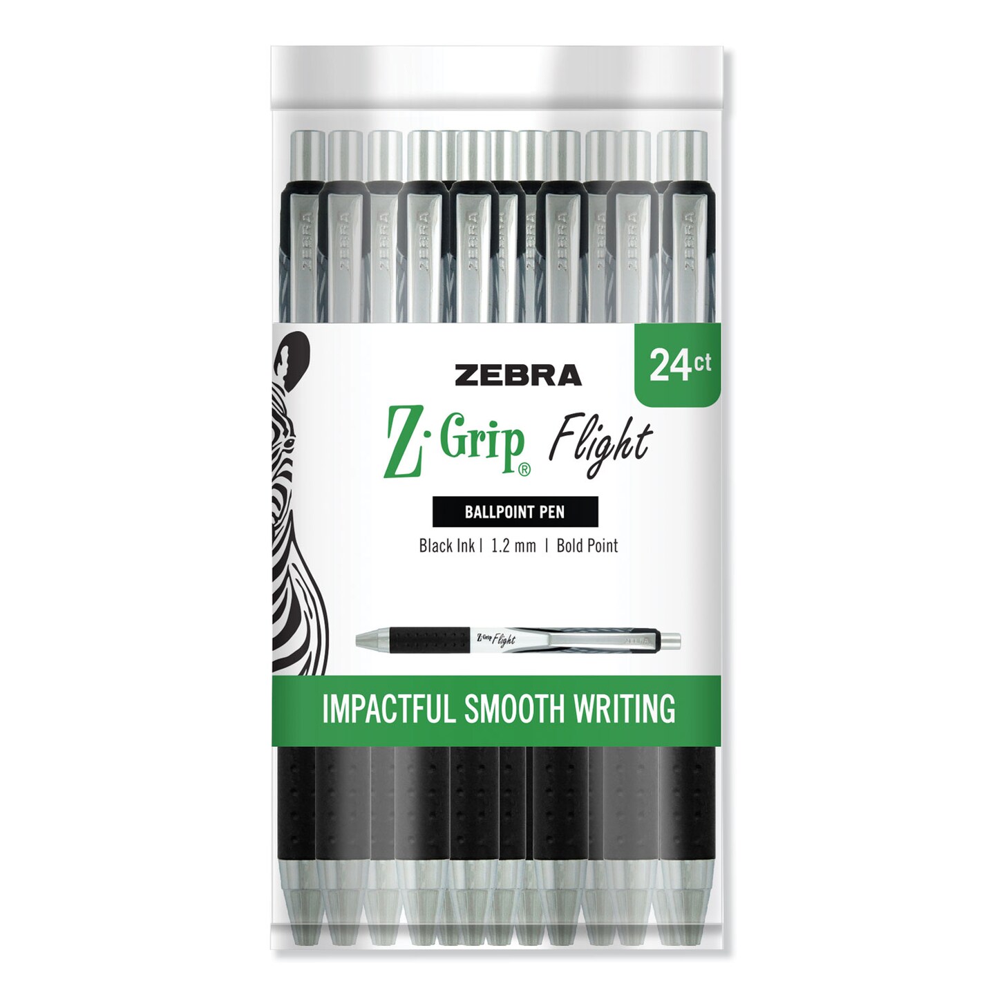 Zebra Pen Z-Grip Flight Retractable Ballpoint Pen 1.2 mm Black Ink/Barrel
