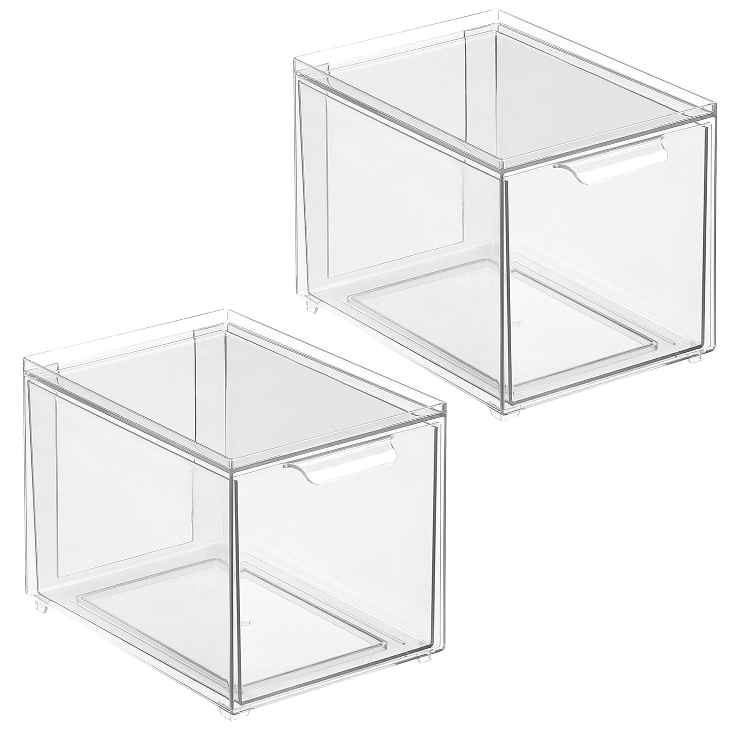 mDesign Stacking Plastic Storage Kitchen Bin with Pull-Out Drawers