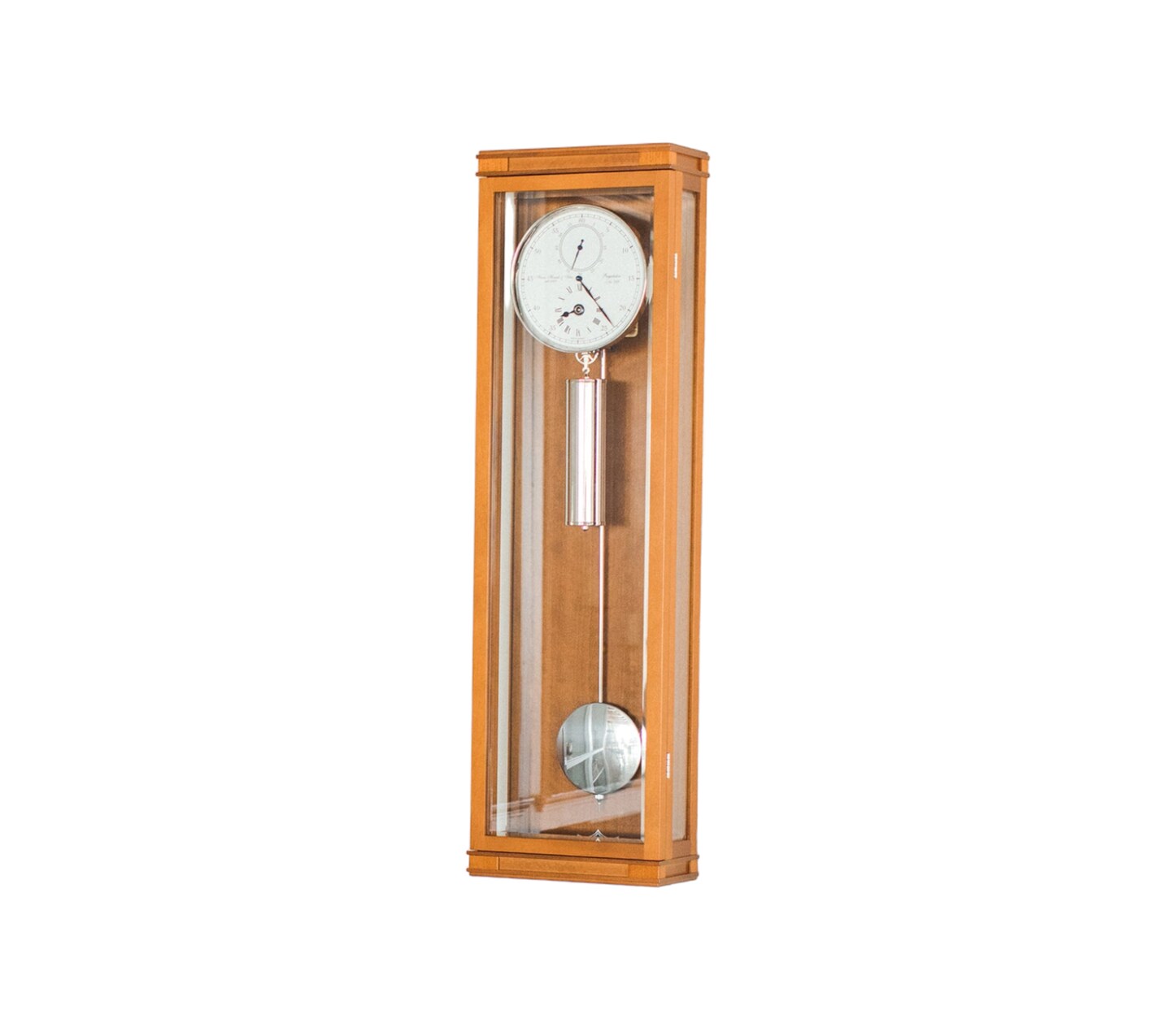 Hermle 37&#x22; Brown and White Rectangular Mechanical Regulator Pendulum Wall Clock