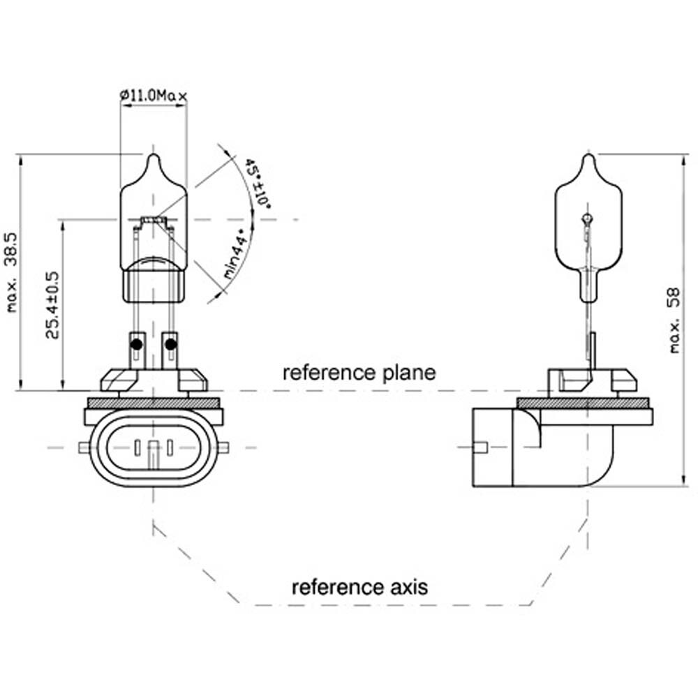 GE 96501 889 - 27w 12.8v T3.25 PGJ13 Base Automotive Fog Miniature Bulb