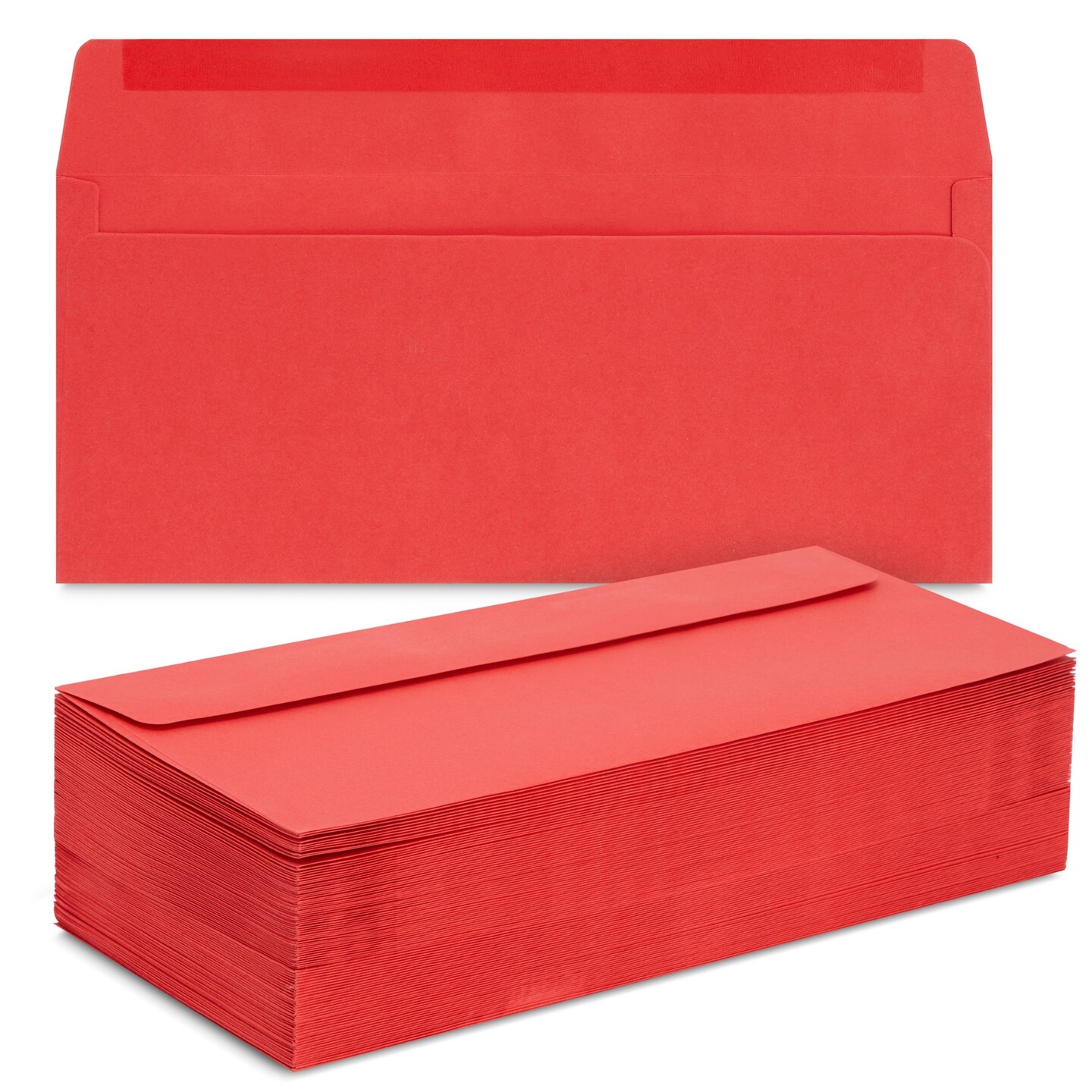 100 Pack #10 Red Envelopes with Square Flap for Mailing Letters, Invitations (4 1/8 x 9 1/2 In)