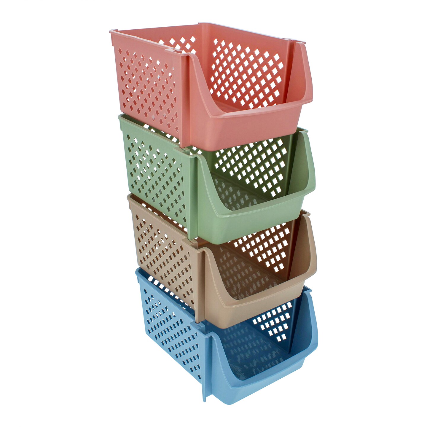 Creekview Home Emporium Plastic Stackable Storage Bin 28in Tall 4pc Colored Set