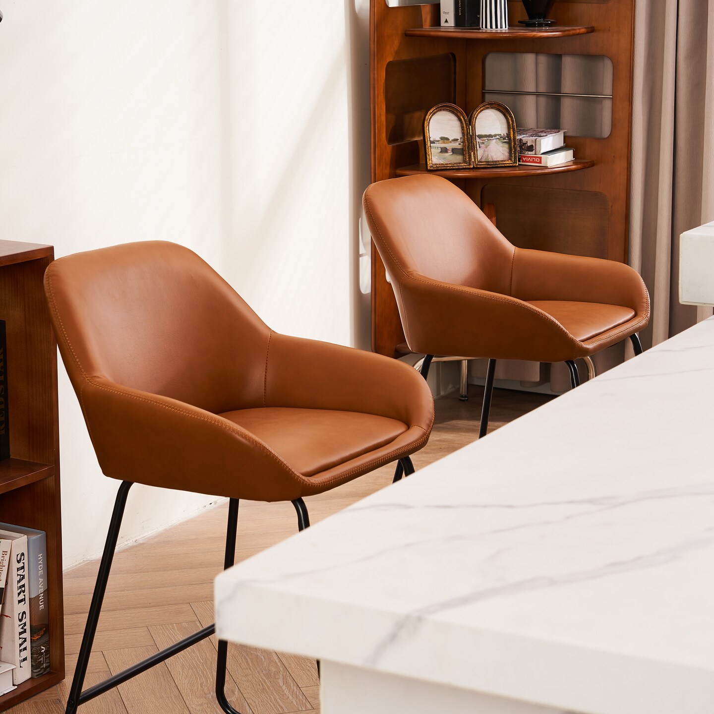 FERPIT Counter Height Bar Stools with Back Set of Modern Faux