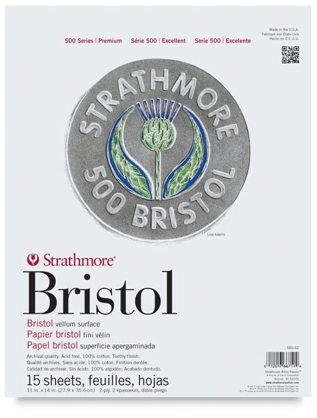 Strathmore Bristol Pad - 11&#x22; x 14&#x22;, 2-ply, Vellum, 15 Sheets