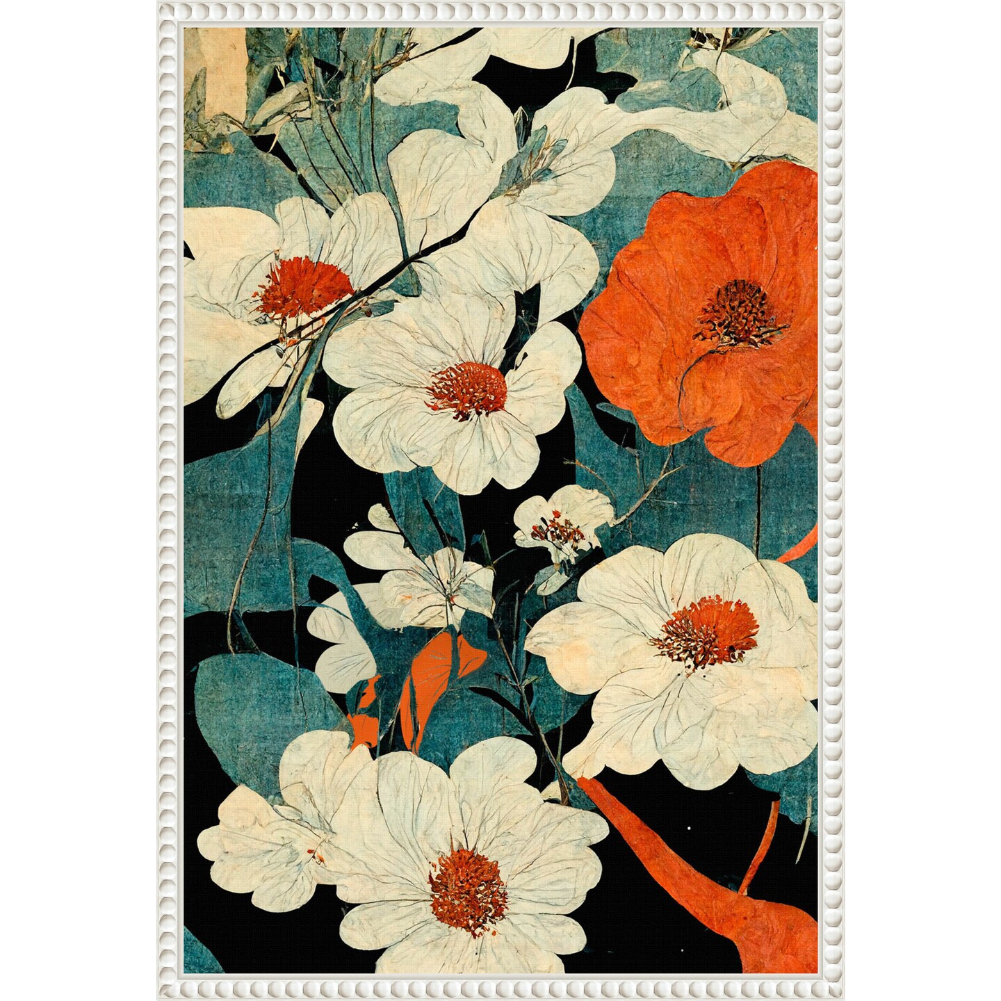 Asian Flowers by Treechild  Framed Canvas Wall Art