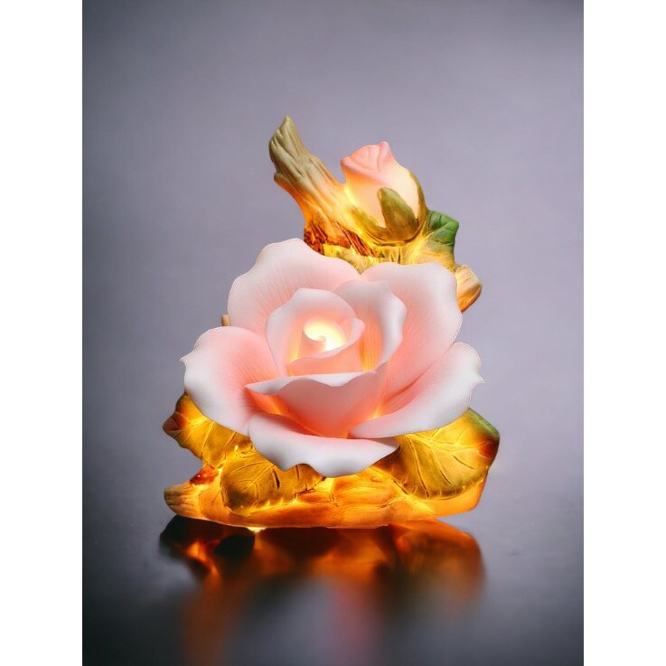Floral Illuminations Pink Rose Flower Plug-In Nightlight Home D&#xE9;cor Night Lamp
