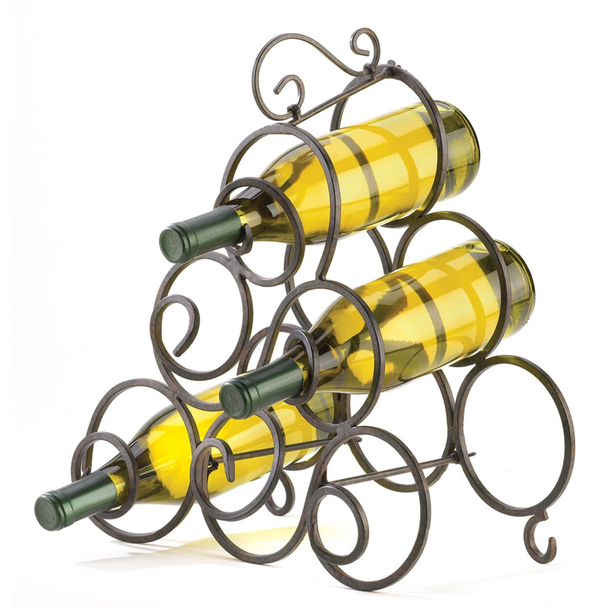 Accent Plus Home Decorative Wrought Iron Scroll Wine Rack - Black