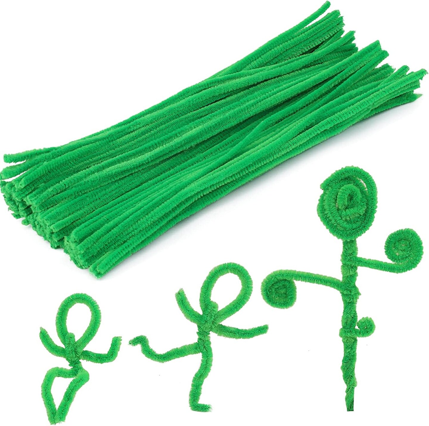 100 Pieces Pipe Cleaners Chenille Stem, Solid Color Pipe Cleaners Set for Pipe  Cleaners DIY Arts Crafts Decorations, Chenille Stems Pipe Cleaners (Green)