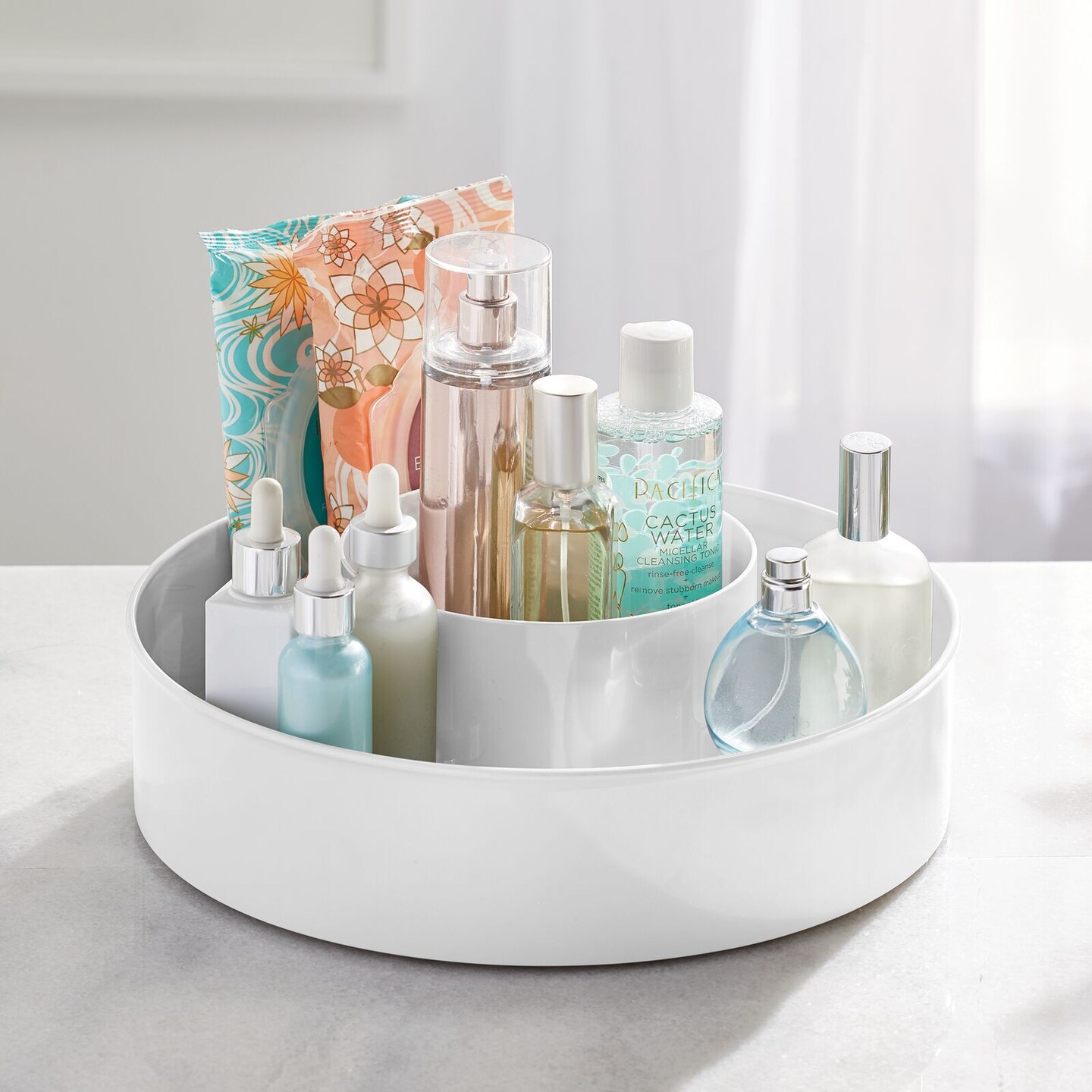 mDesign Plastic Lazy Susan Storage Tray - Rotating Organizer