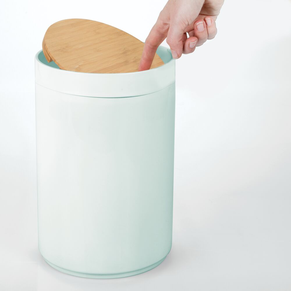 mDesign Plastic Round Trash Can Small with Swing-Close Lid