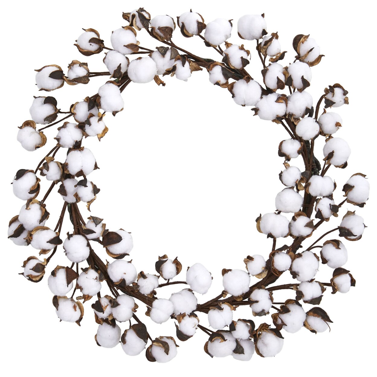 Nearly Natural 20&#x22; Cotton Ball Wreath