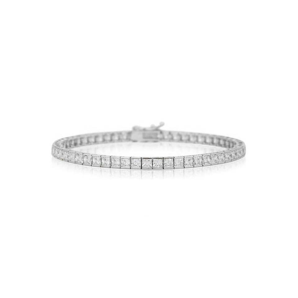 12.00CTTW Princess Cut Tennis Bracelet in 18k White Gold
