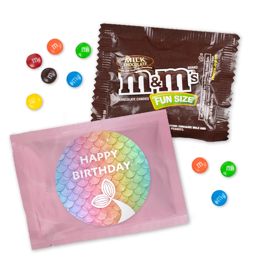 Mermaid Birthday Candy M&#x26;M&#x27;s Party Favor Packs (12ct or 24ct) - Milk Chocolate