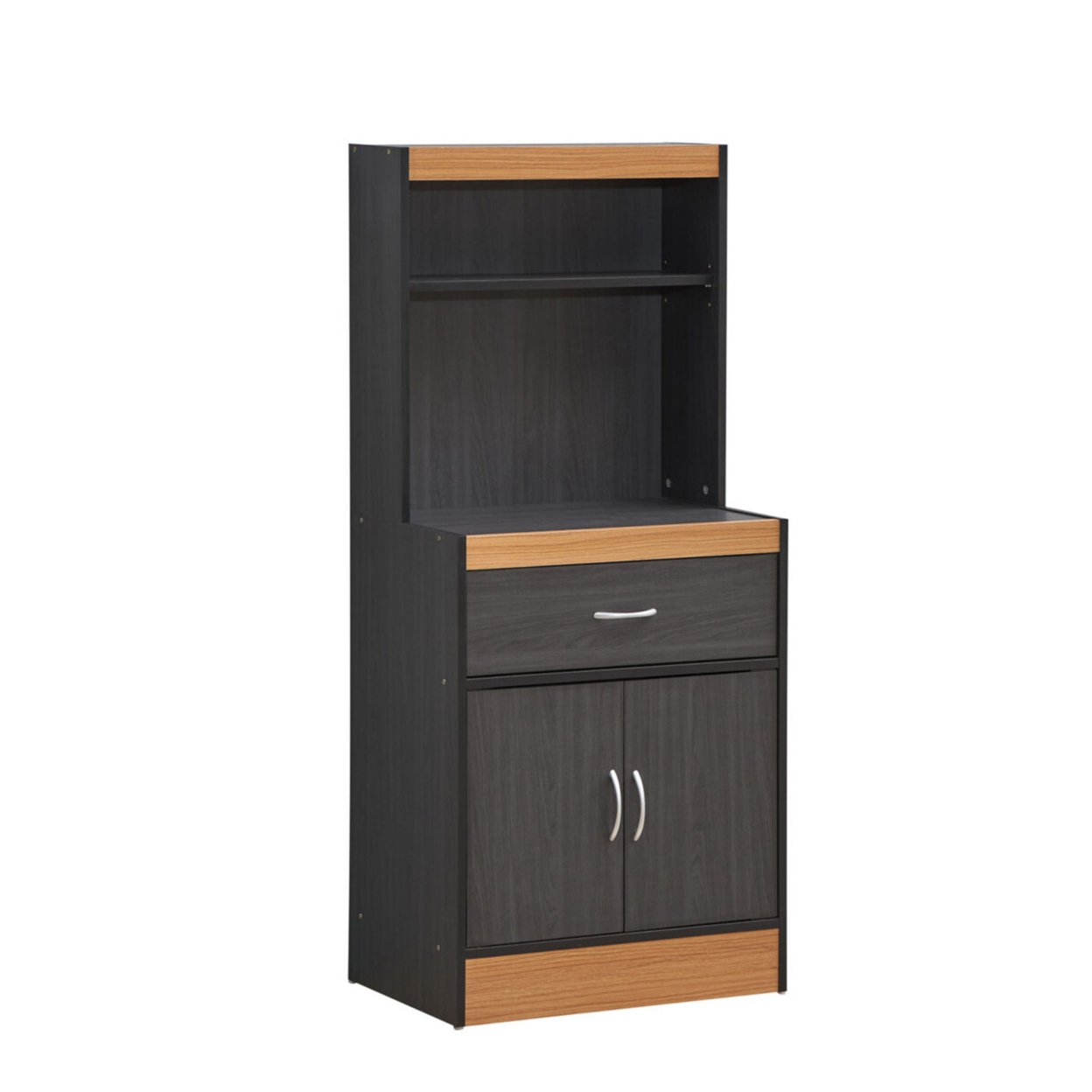 Hodedah 54&#x22; Tall Open Shelves, 1-Drawer and Bottom Enclosed Storage Kitchen Cabinet