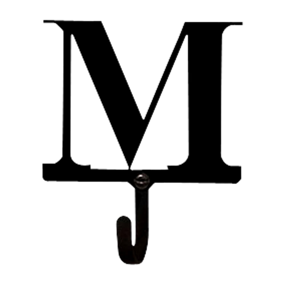 Village Wrought Iron Home Indoor Modern Decorative Black Letter M - Wall Hook Small