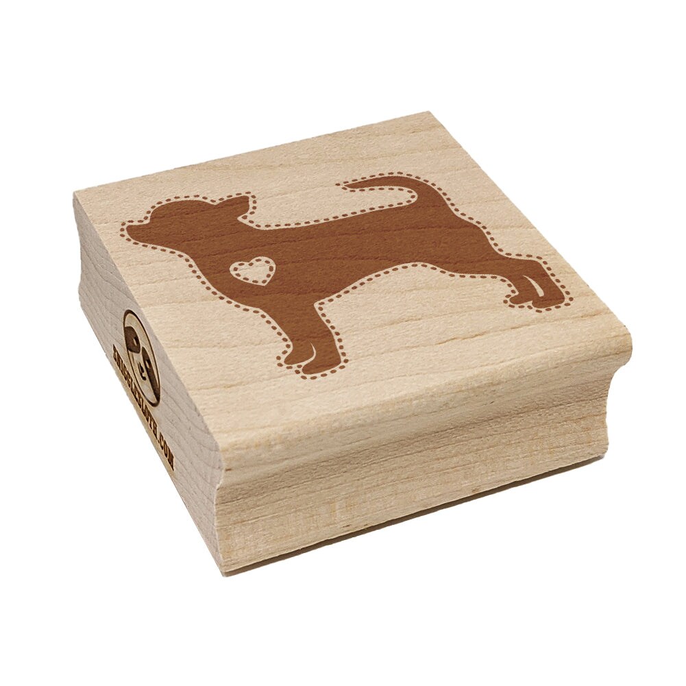 Smooth Coat Chihuahua Apple Head Dog with Heart Square Rubber Stamp for Stamping Crafting