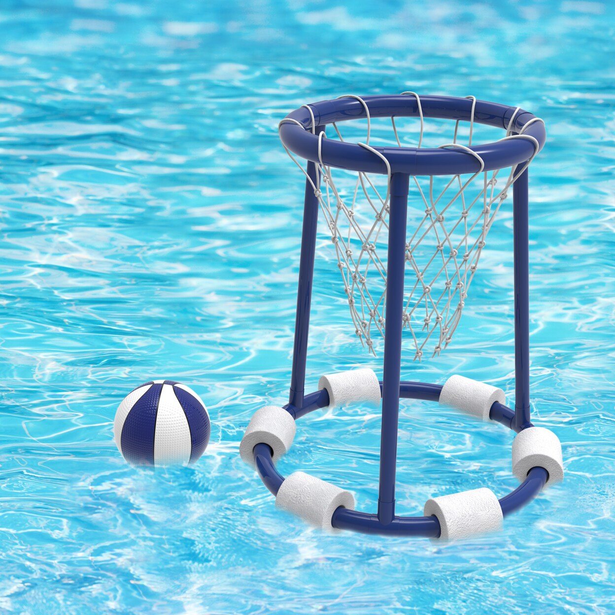 Hey! Play! Pool Basketball Hoop Set-Basketball and Air Pump Included-Floating Outdoor Water Game for Kids, Teens, and Adults