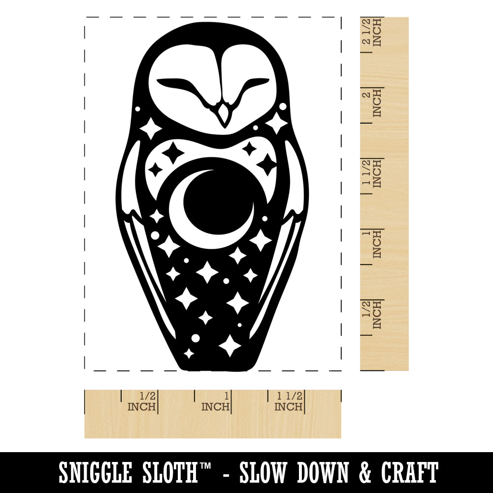 Barn Owl Totem Night Moon Rectangle Rubber Stamp for Stamping Crafting