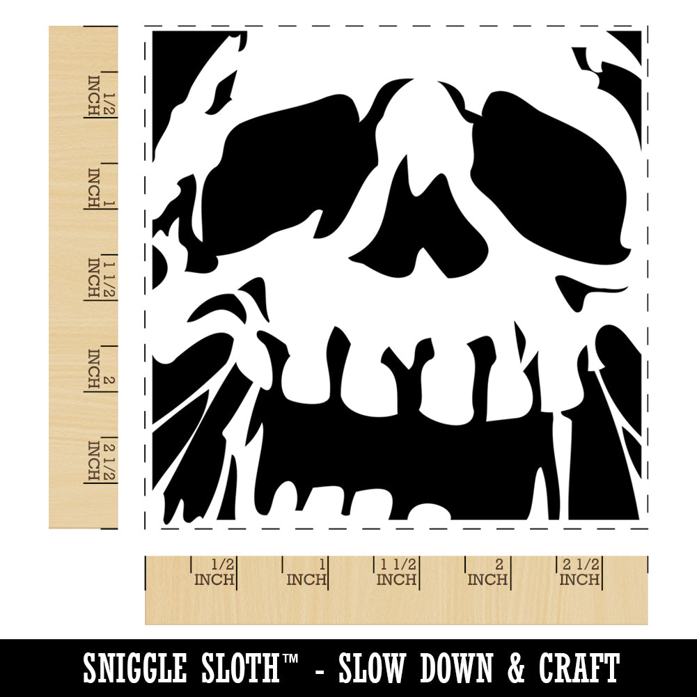 Negative Skull Spooky Bone Face Halloween Square Rubber Stamp for Stamping Crafting