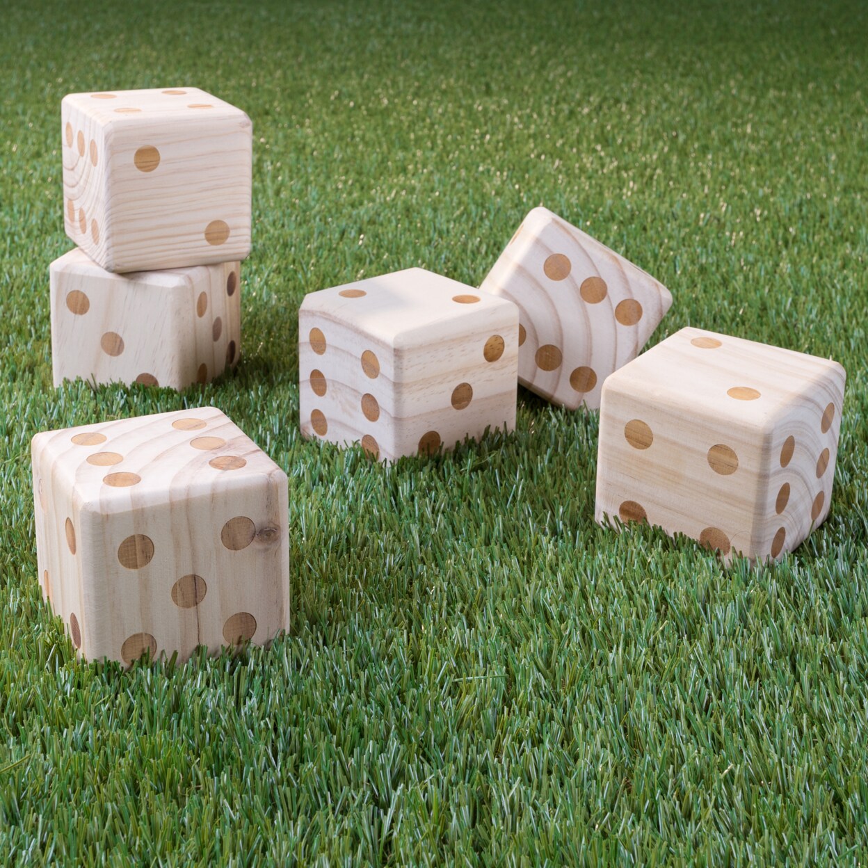 Giant Wooden Yard Dice Game 6 Dice 3.5 Inches Carrying Case Outdoor Fun