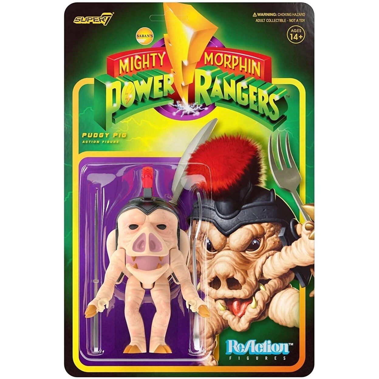 Super7 Mighty Morphin Power Rangers Pudgy Pig Reaction Figure Villain 2023