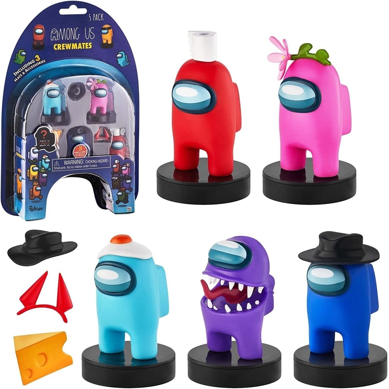 PMI International Among Us Crewmates Stampers 5pk Purple Impostor Cyan Red Blue Game Figure Set