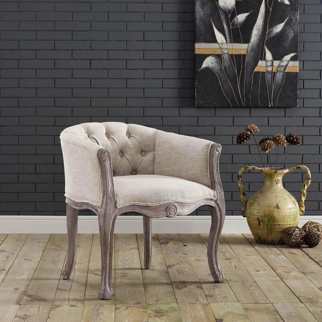 Modway Crown Vintage French Upholstered Fabric Accent Chair-EEI-2793