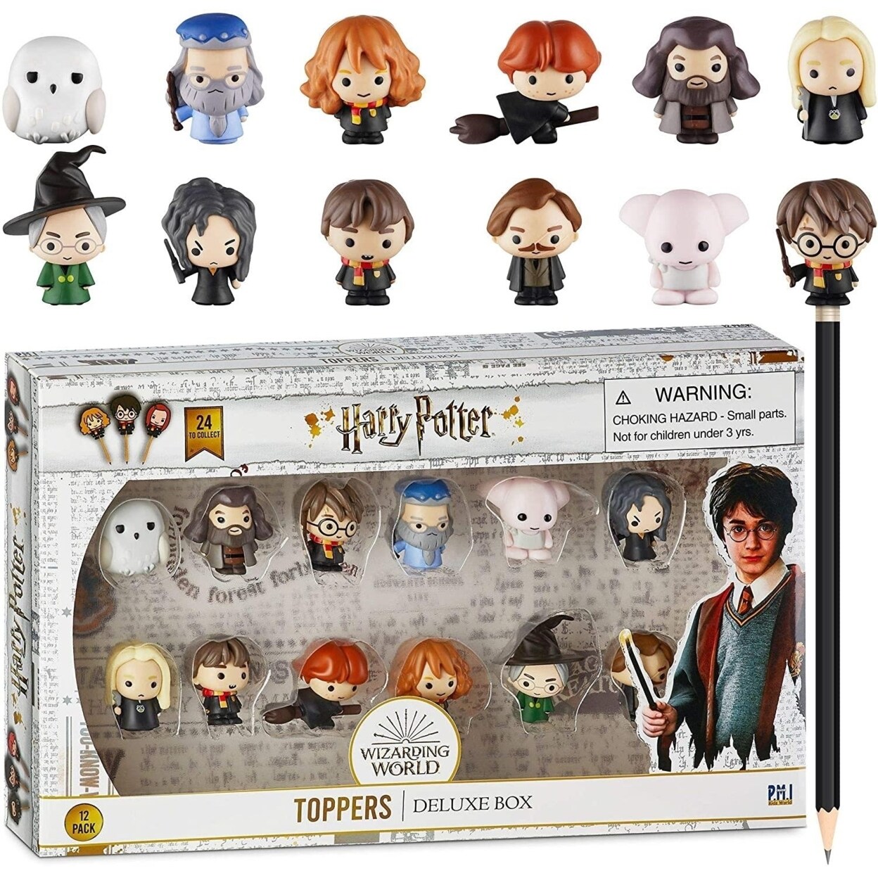 PMI International Harry Potter Pencil Toppers 12pk Dobby Hedwig Albus Bellatrix Minerva Rubeus