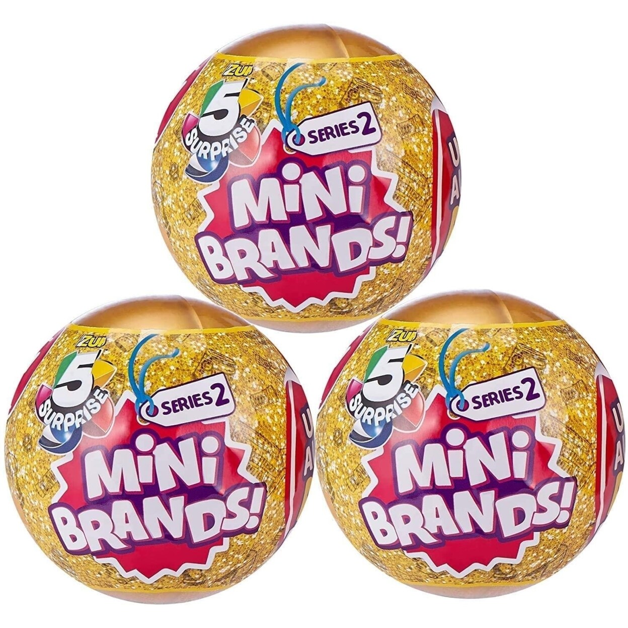 Zuru 5 Surprise Series 2 Mini Shopping Brands 3pk Gold Capsule Miniature Toy