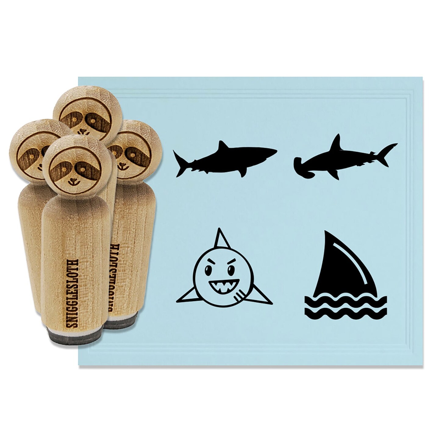 Sharks Hammerhead Fin Doodle Rubber Stamp Set for Stamping Crafting Planners