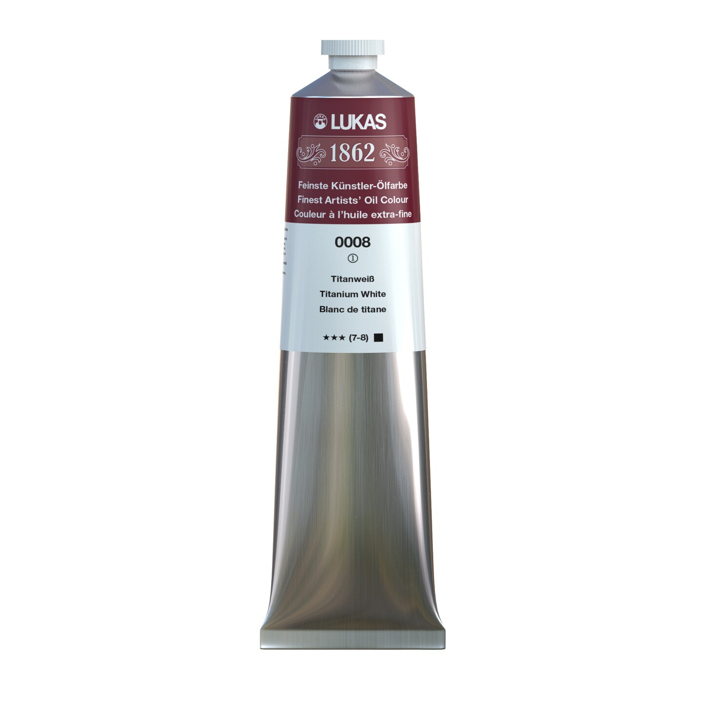 Lukas 1862 Professional German Oil Paint, TitaniumWhite 200 mL - w/Beeswax & Non-Yellowing Sunflower Oil, Short Drying Time, Smooth, Outstanding Lightfastness
