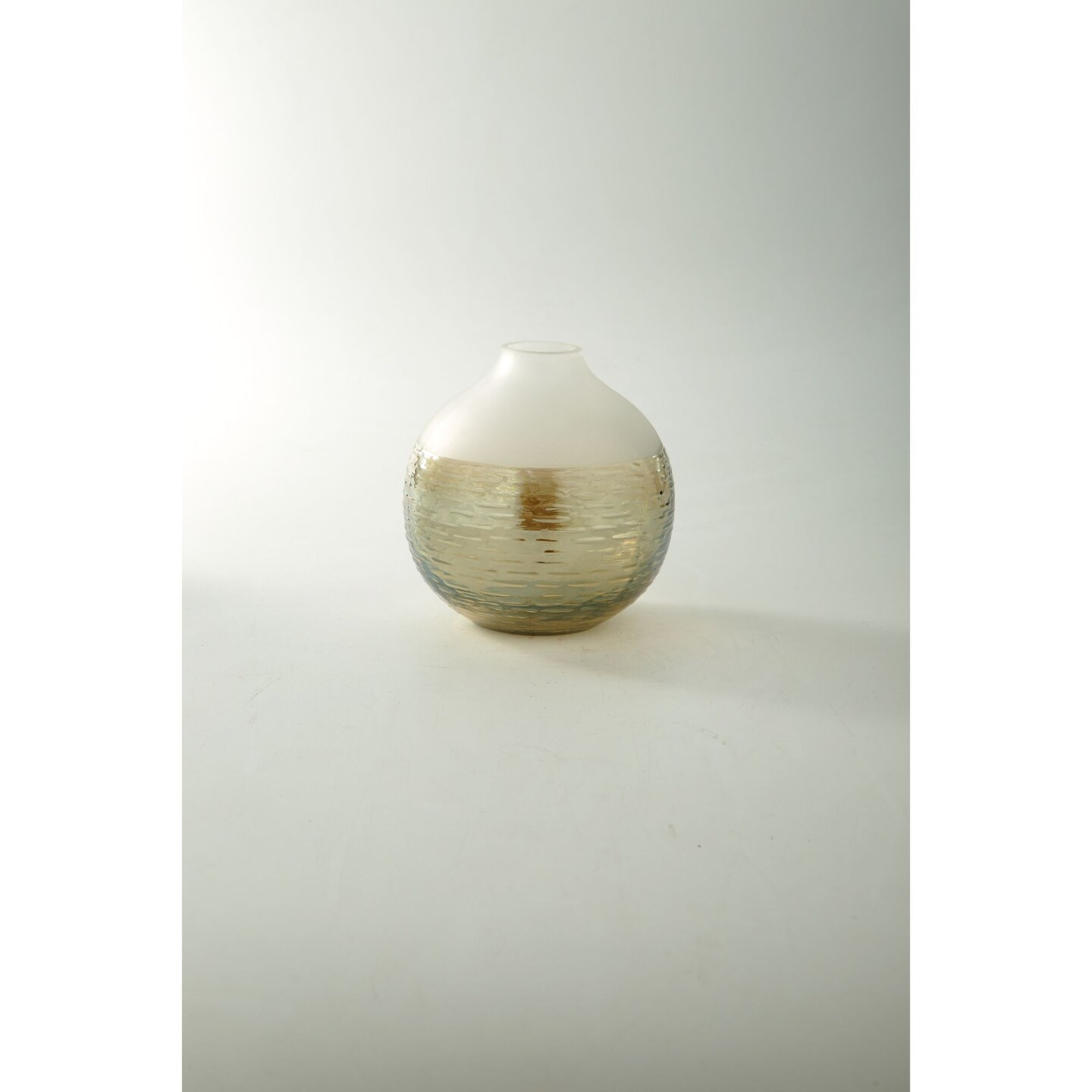 CC Home Furnishings 6&#x22; Gold and Smoke White Glass Flower Vase