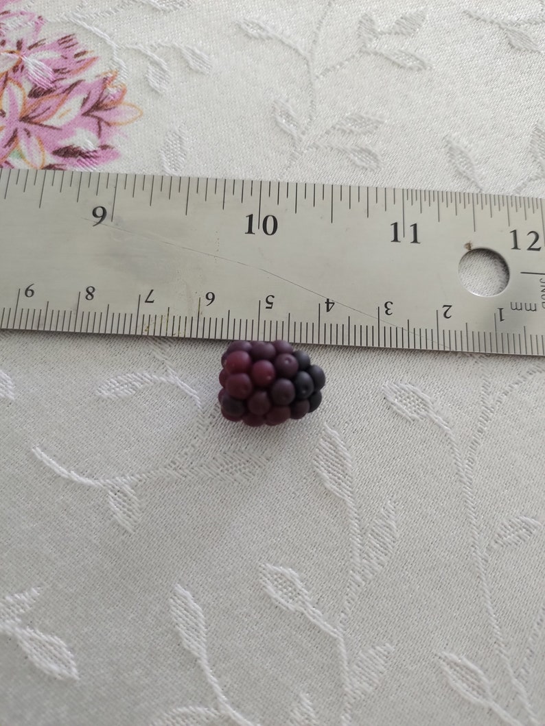 Polymer clay 5 blackberries, polymer clay bead, berry beads, beading supplies, DIY, miniature fruit, earring beads