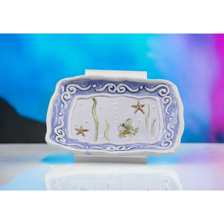 Ceramic Tropical Fish Soap Dish 5.625X4x1 Kitchen