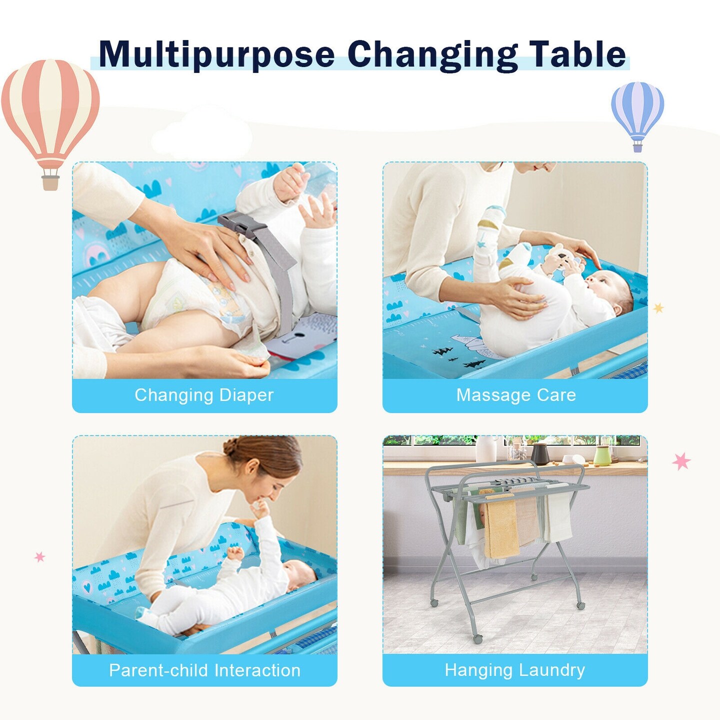 Changing table safety outlet belt