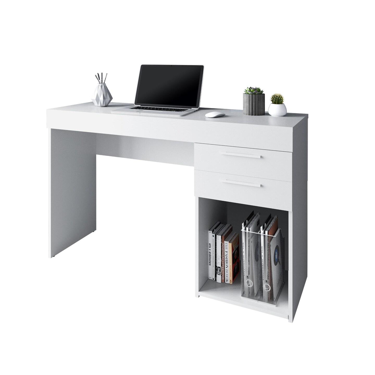 Techni Office Solutions Computer Desk Workstation with Storage - 47.5&#x22; - White